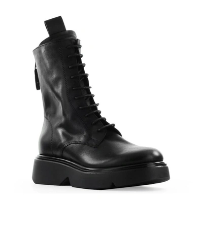 Shop Elena Iachi Black Leather Combat Boot