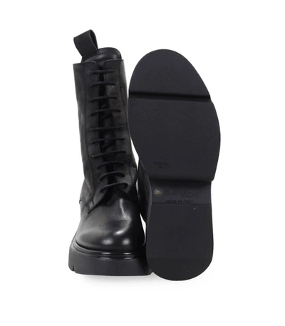 Shop Elena Iachi Black Leather Combat Boot