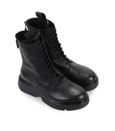 Shop Elena Iachi Black Leather Combat Boot