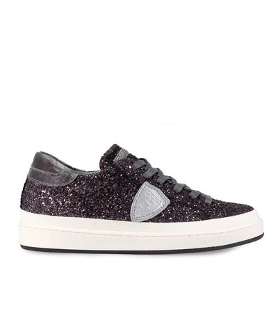 Shop Philippe Model Opera Glitter Plum Sneaker In Violet