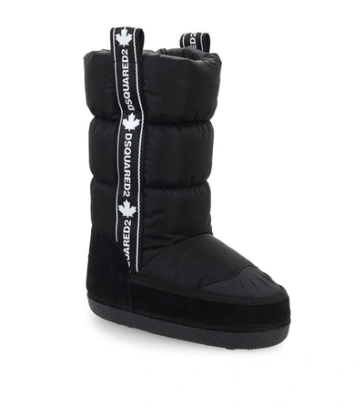 Shop Dsquared2 Marvin Black Nylon White Logo Snow Boot