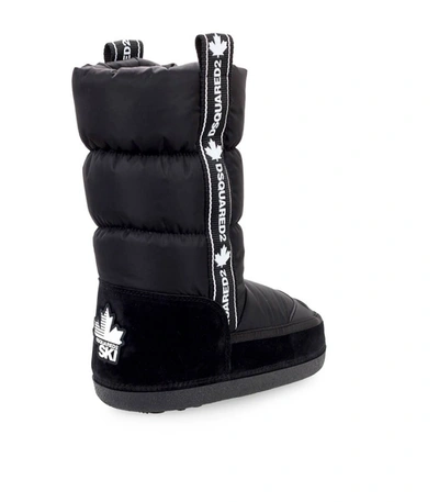 Shop Dsquared2 Marvin Black Nylon White Logo Snow Boot