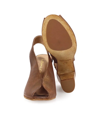 Shop Lemaré Light Brown Leather Open Toe Sandal