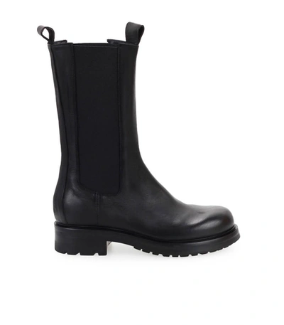 Shop Elena Iachi Black Leather High Chelsea Boot