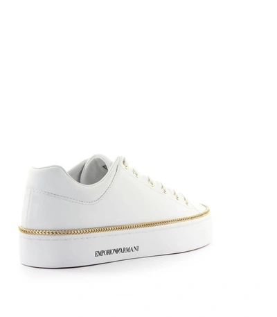 Shop Emporio Armani White Nappa Leather Sneaker