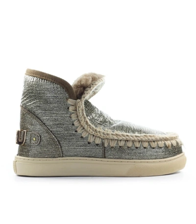 Shop Mou Eskimo Big Metal Logo Grey Glitter Sneaker