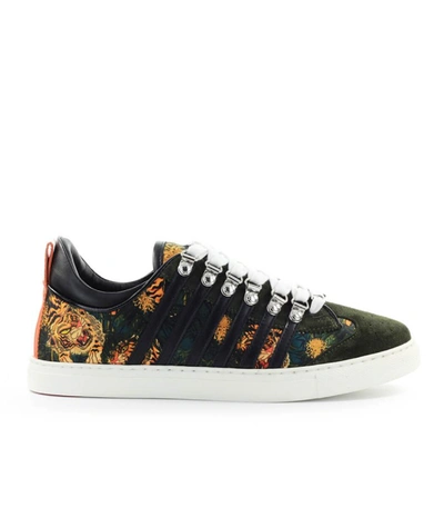 Shop Dsquared2 Low Sole Tiger Print Flowers Sneaker In Multicolor