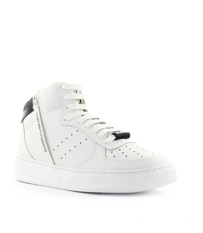 Shop Emporio Armani White Black High Sneaker