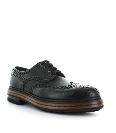 Shop Santoni Dark Brown Leather Derby Lace Up