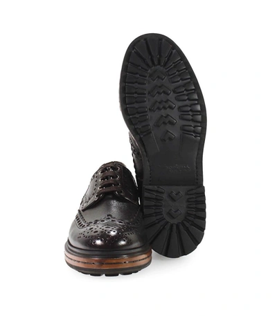 Shop Santoni Dark Brown Leather Derby Lace Up