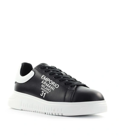Shop Emporio Armani Milano Black Sneaker With Logo