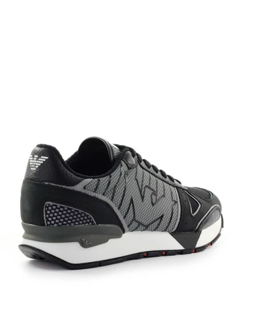 Shop Emporio Armani Black Nubuk Mesh Sneaker