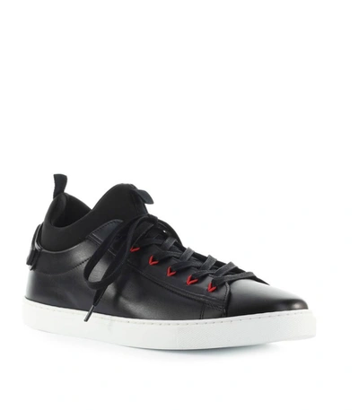 Shop Dsquared2 Techno New Tennis Leather And Neoprene Sneaker In Black