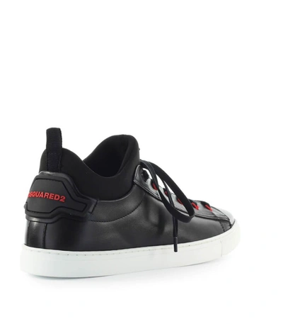 Shop Dsquared2 Techno New Tennis Leather And Neoprene Sneaker In Black