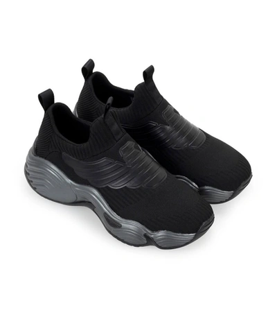 Shop Emporio Armani Black Knit Sneaker