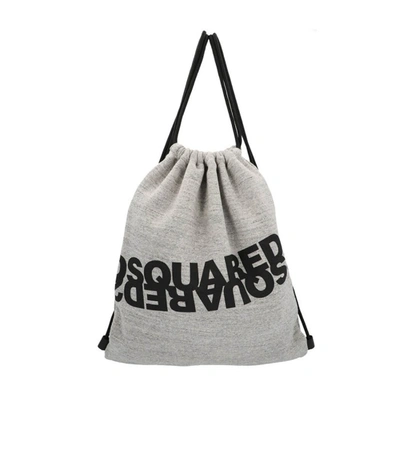 Shop Dsquared2 Melange Grey Logo Fabric Backpack