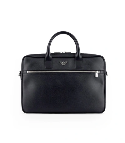 Shop Emporio Armani Black Briefcase With Logo