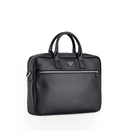 Shop Emporio Armani Black Briefcase With Logo