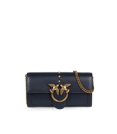 Shop Pinko Love Wallet Simply 2 C Dark Blue Wallet With Chain