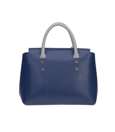 Shop Emporio Armani Blue Grey Handbag With Maxi Logo