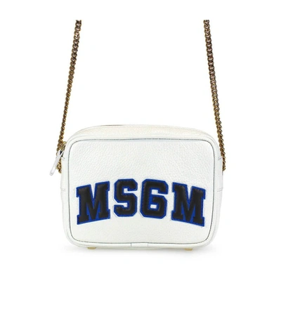 Shop Msgm White Leather Crossbody Bag