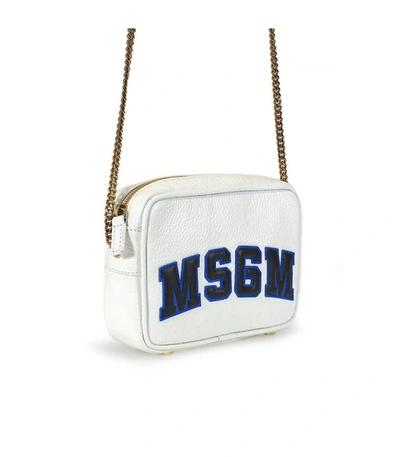 Shop Msgm White Leather Crossbody Bag