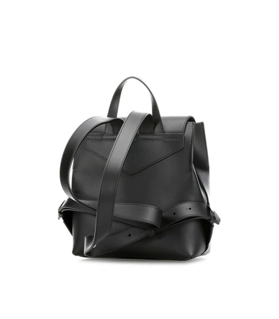 Shop Emporio Armani Black Leather Golden Logo Backpack