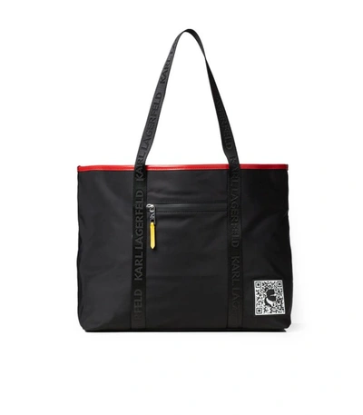 Shop Karl Lagerfeld K/pixel Black Nylon Shopping Bag