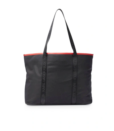 Shop Karl Lagerfeld K/pixel Black Nylon Shopping Bag