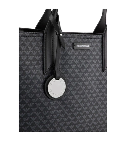Shop Emporio Armani Black Monogram Shopping Bag