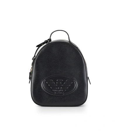 Shop Emporio Armani Black Backpack With Maxi Logo
