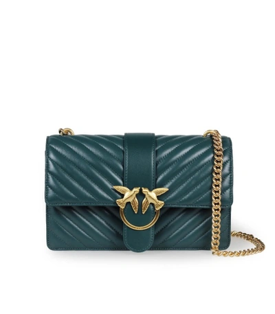 Shop Pinko Love Classic Icon V Quilt Cl Dark Green Crossbody Bag