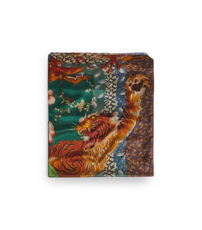 Shop Dsquared2 Peacock Print Silk Stole In Multicolor