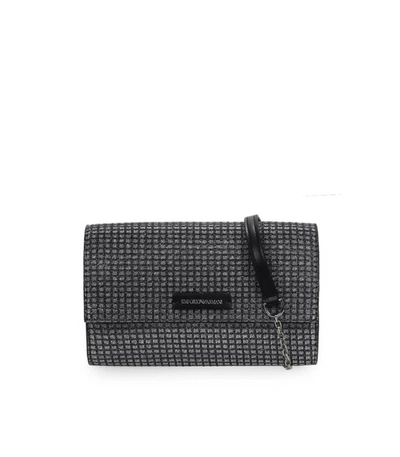 Shop Emporio Armani Black Silver Wallet With Chain