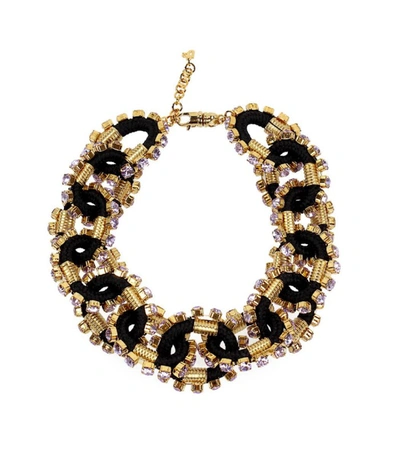 Shop Dsquared2 Crystalized Cable Black Gold Necklace