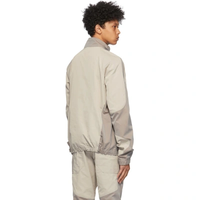 Shop Arnar Mar Jonsson Grey And Beige Patch Tracktop Jacket In Beige/greig