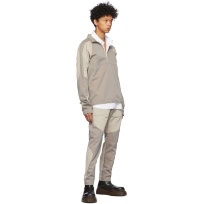 Shop Arnar Mar Jonsson Grey And Beige Patch Tracktop Jacket In Beige/greig