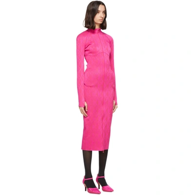 Shop Marine Serre Pink Jacquard Optical Tube Dress In 7 Fuchsia