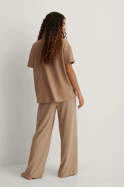 Shop Trendyol V-neck Pyjamas Set Brown In Beige