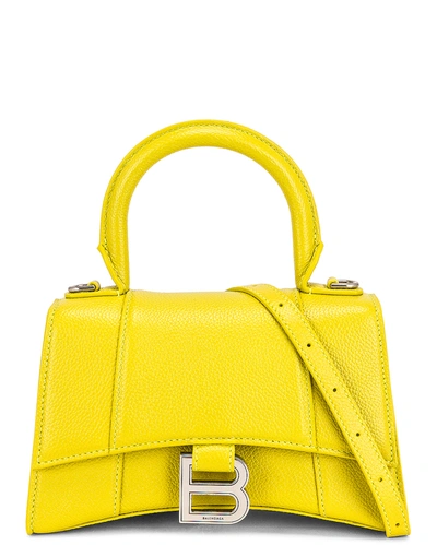 Shop Balenciaga Xs Hourglass Top Handle Bag In Lime