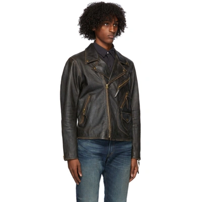 Shop Rrl Black Leather Marshall Jacket