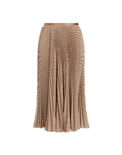 Shop Polo Ralph Lauren Houndstooth Pleated Skirt Woman Midi Skirt Brown Size 6 Polyester