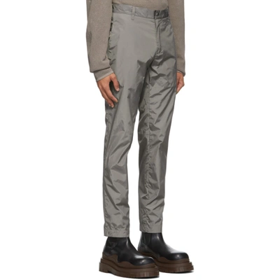Shop Arnar Mar Jonsson Grey Taffeta Tailored Trousers In Silver