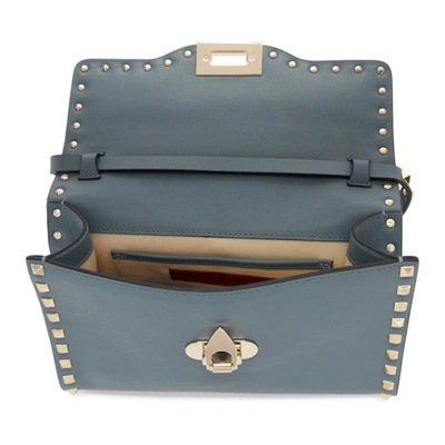 Shop Valentino Blue  Garavani Small Rockstud Flap Bag In 16u Amadeus