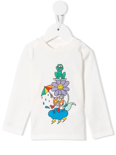 Shop Stella Mccartney Illustration Print Long-sleeve T-shirt In White