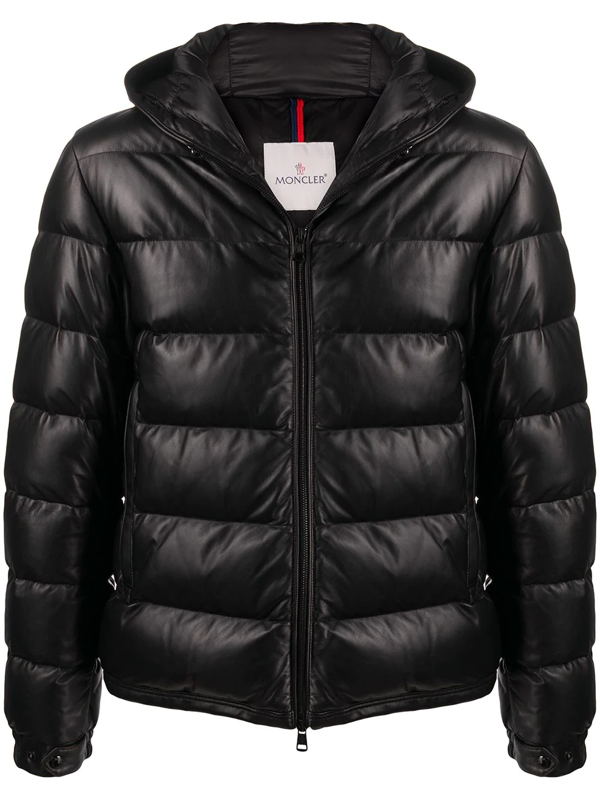 Moncler Men's Gebroulaz Leather Down Puffer Jacket In Black | ModeSens