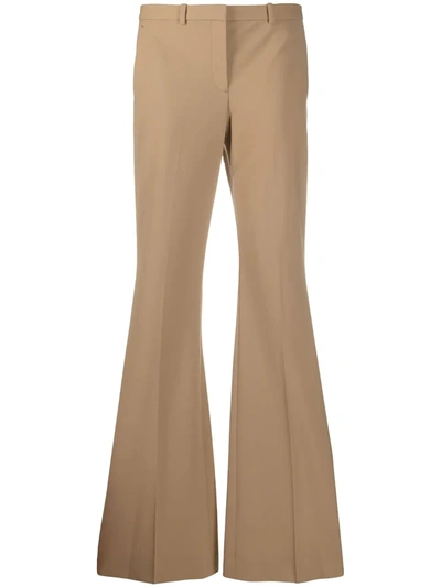 Shop Theory High-waisted Flared Leg Trousers In Brown