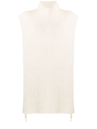 Shop Uma Wang Ribbed-knit Roll-neck Vest In Neutrals