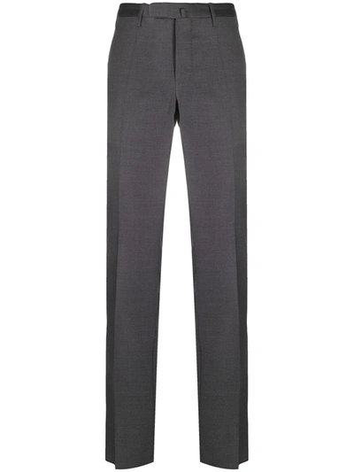 Shop Incotex Straight Leg Wool Trousers In Grey