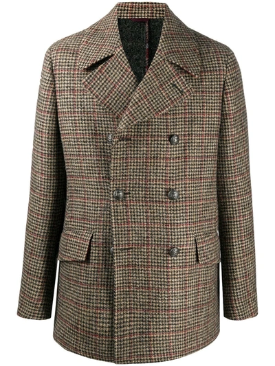 Shop Etro Checked Double-breasted Coat In Neutrals